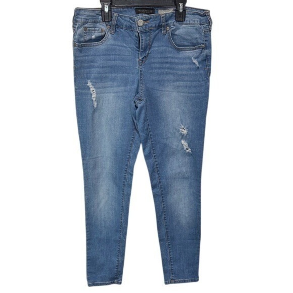 Aeropostale Jeggings Ripped Distressed Denim Jeans Light Wash‎ Casual